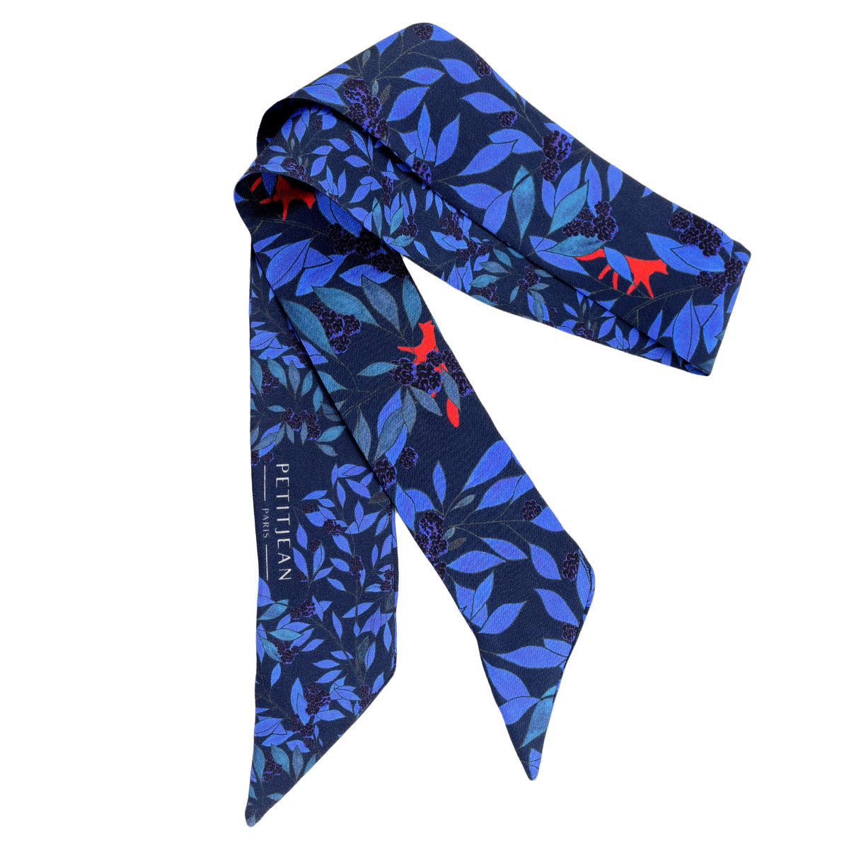 Silk Ribbon Scarf Forest, 100% silk, Made in France