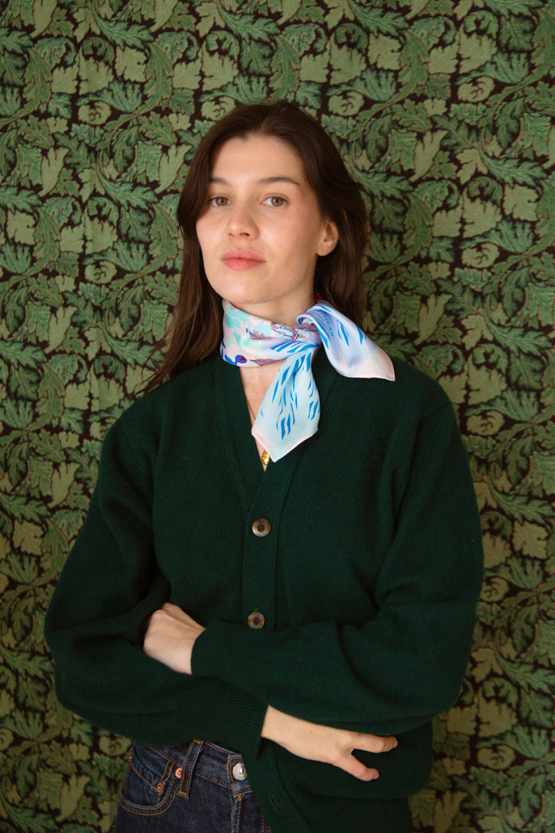 Silk Mini Scarf 17.7 Auteuil in February, 100% silk, Made in France