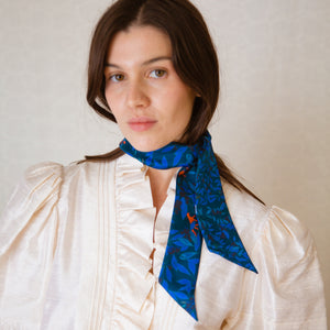 Silk Ribbon Scarf Forest, 100% silk, Made in France