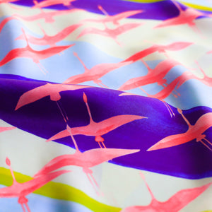 90 Flamingos square, 100% silk, Made in France