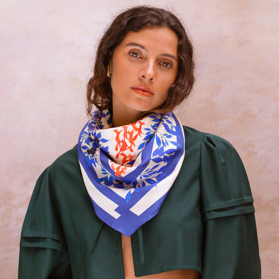 Silk Carré Scarf 28.5 Pas de Deux, 100% silk, Made in France
